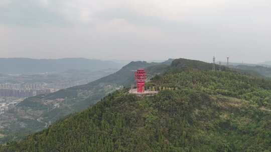 四川达州凤凰山风景名胜区凤凰楼航拍