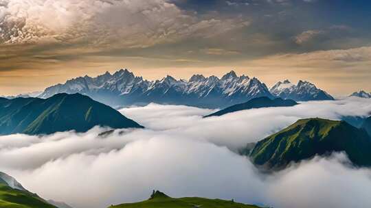 高山云海壮丽自然景观