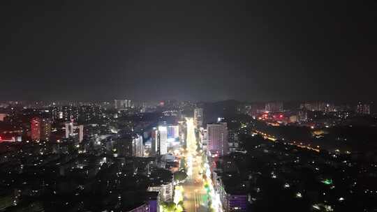 航拍四川自贡夜景自贡城市风光