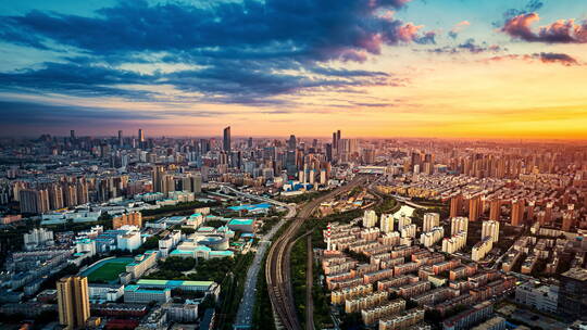 中国辽宁沈阳大学南北快速路城市风景航拍视频素材模板下载