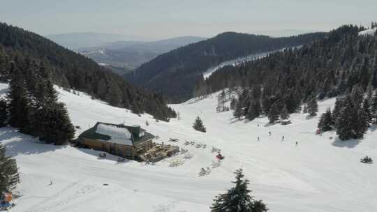 滑雪场，冬季，雪，小屋