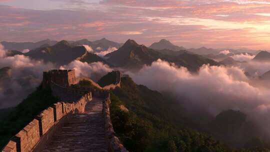 古长城万里长城航拍云海长城日出长城云雾