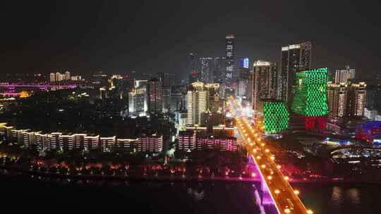亚洲柳州市空中夜景视频素材模板下载