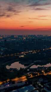 江苏宿迁城市夜景竖屏航拍延时