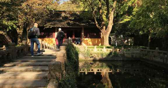 秋天苏州天平山古建筑秋叶秋色