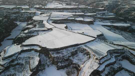 雪后乡村全景航拍风光