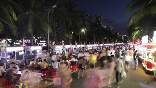 海口海南大学南门夜市视频素材模板下载