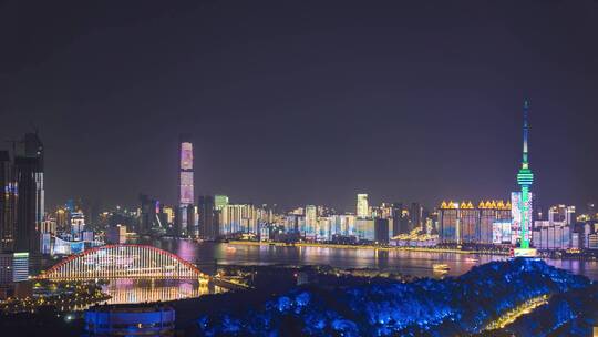 航拍湖北武汉城市夜景灯光延时摄影视频素材模板下载