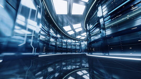 未来科技感大数据机房循环动画3D渲染