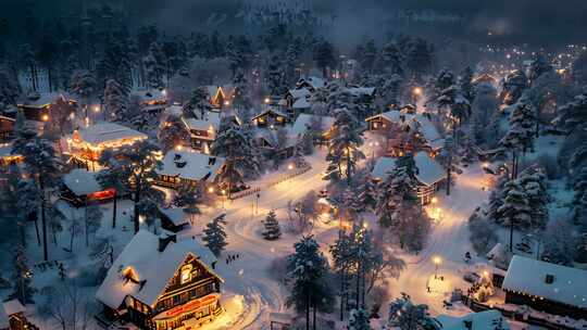 冬日雪景 圣诞小镇