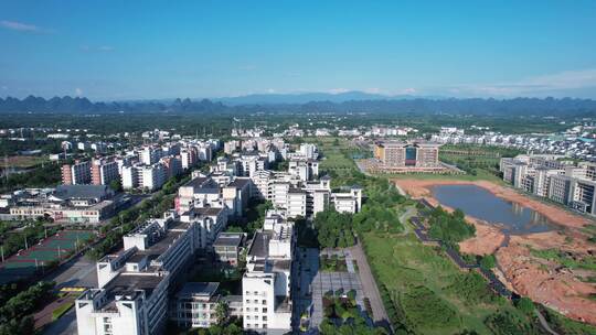 航拍雁山的大学院校和高校