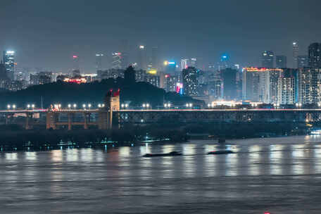 南京长江大桥及主城区夜景