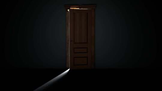 黑暗中出现的一扇门打开视频素材模板下载