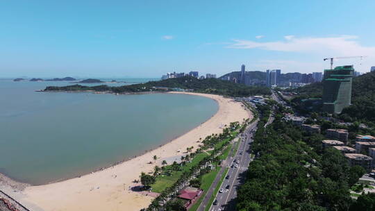 海滨城市沿海沙滩风光珠海情侣路