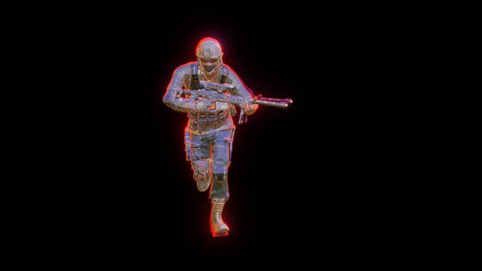 4K带通道赛博朋克元宇宙元素3D赛博军人奔跑