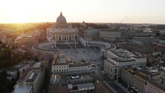 黄昏下梵蒂冈城航拍景观视频素材模板下载