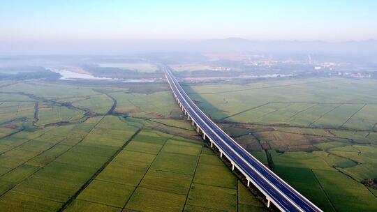 高速公路穿过稻田