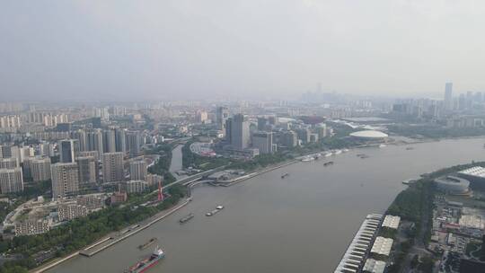 上海南浦大桥车流黄浦江全景特写4K航拍