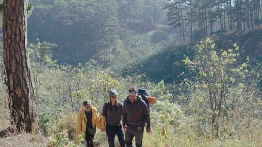 男人，女人，徒步旅行，山