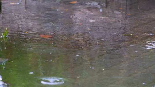 城市马路道路下雨天雨水雨滴街景街道街头风