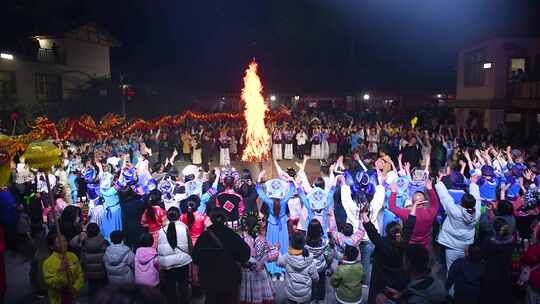 【4k合集】篝火晚会 火把节 民族大团结