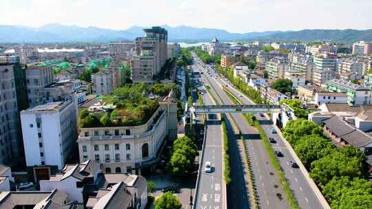 杭州西湖景区西湖大道马路车辆车流延时摄影