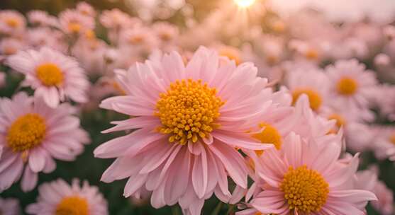 菊花特写秋菊花海花朵花丛向日葵鲜花盛开