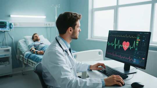 医生医院内查看病人心电图