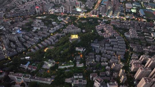 航拍福建福州鼓楼区镇海楼屏山公园