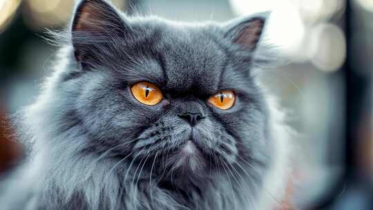 灰色波斯猫的迷人肖像