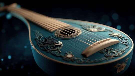 精美琵琶细节展示东方古典乐器之美