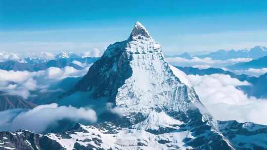 雪山云雾环绕全景