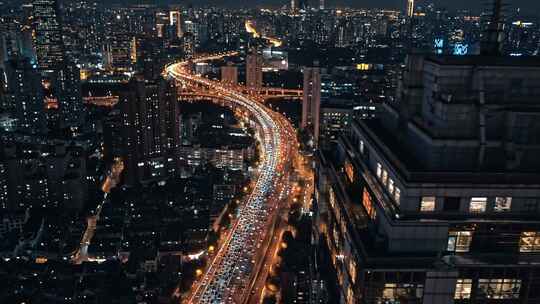 上海南北高架夜景视频素材模板下载