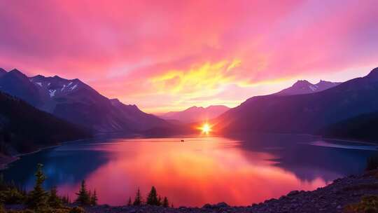 长白山天池夕阳彩霞4K