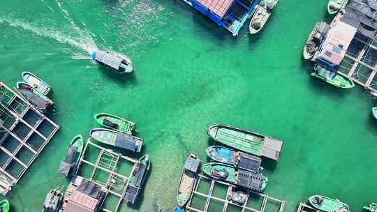 海南陵水疍家鱼排玻璃海海湾玻璃海航拍