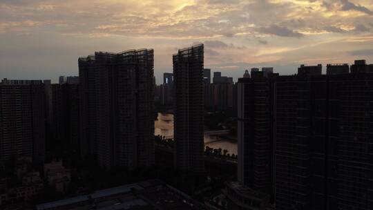4K成都高新区城市建筑黄昏航拍8（直出）
