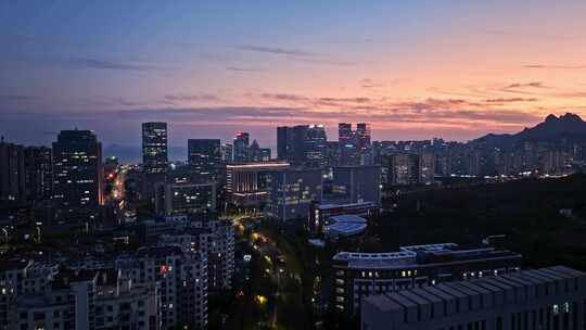 青岛崂山区夜景航拍