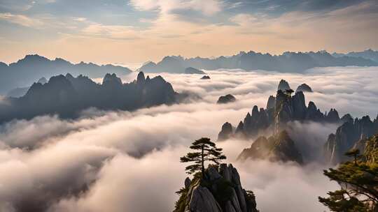 黄山云海壮丽山景
