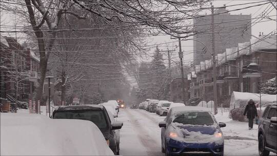 加拿大被雪覆盖的街道视频素材模板下载