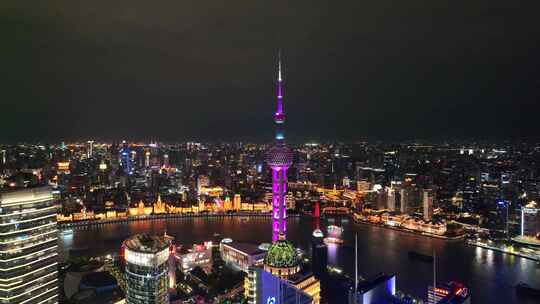 东方明珠夜景航拍