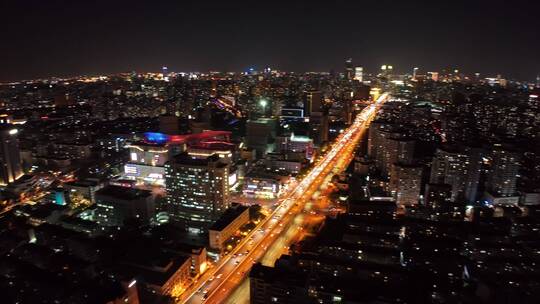 沪闵高架路夜景环绕航拍