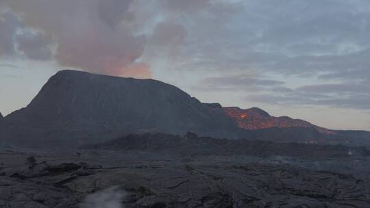 航拍活火山 岩浆喷发视频素材模板下载