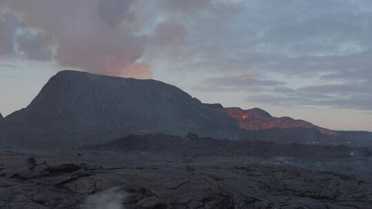 航拍活火山 岩浆喷发