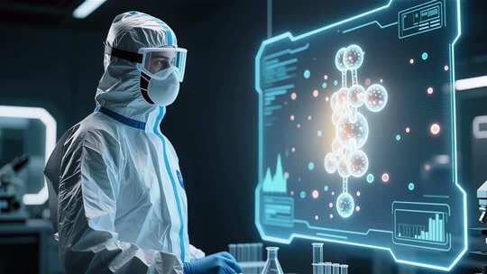 未来科技实验室医疗科研人员工作场景