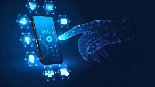手指点击智能科技手机画面