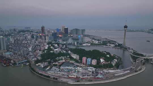 澳门城市景观的鸟瞰全景