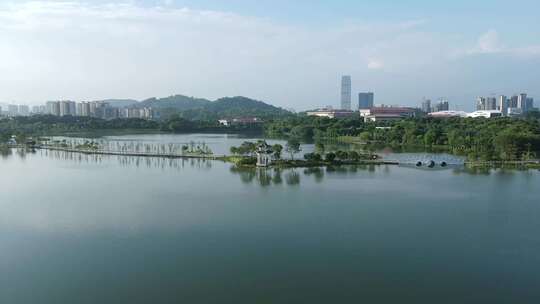 广东荔湖公园航拍空景素材