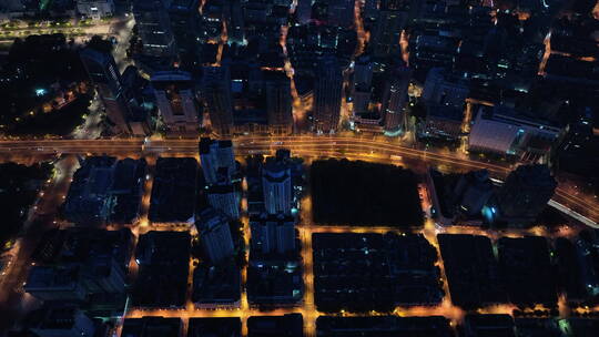 俯拍清晨城市道路交通路网视频素材模板下载