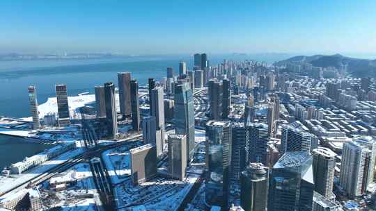 城市雪景 冬天 城市雪景航拍