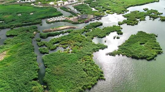 航拍内蒙古纳林湖湿地公园